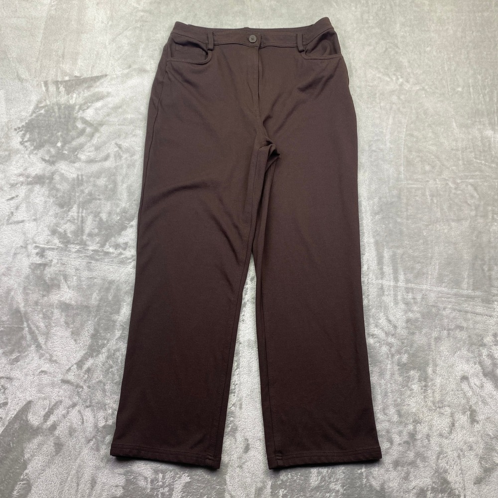 Halogen Womens Brown Straight Leg Stretch Knit Trousers Pants Size 10 Fits 28"
